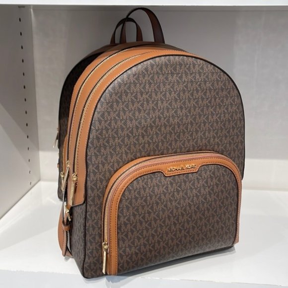 Michael Kors Jaycee Large Zip Pocket Backpack Brown - Picture 1 of 16